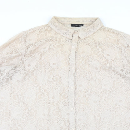 Womens UK Size 16 Topshop Beige Basic Blouse