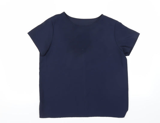 Womens UK Size 12 Marks and Spencer Blue Basic Blouse