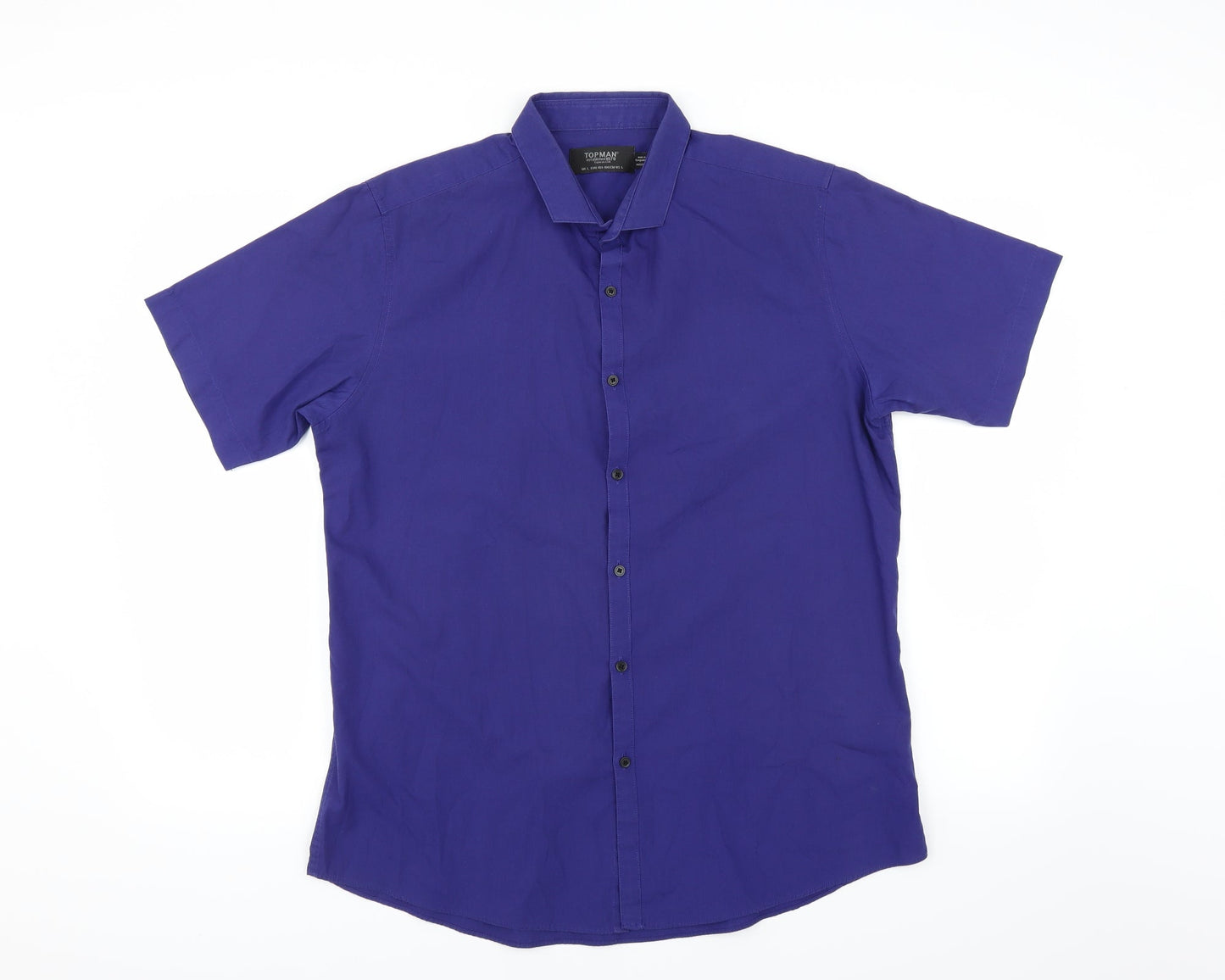 Mens UK Size L Topman Purple  Button-Up Short Sleeve Casual Shirt