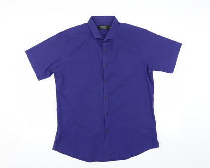 Mens UK Size L Topman Purple  Button-Up Short Sleeve Casual Shirt