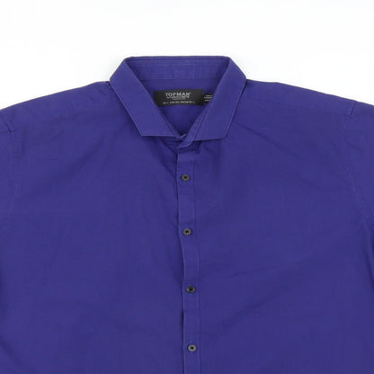 Mens UK Size L Topman Purple  Button-Up Short Sleeve Casual Shirt