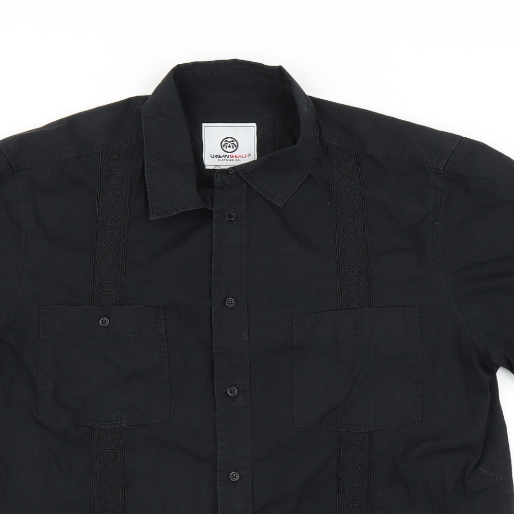 Urban Beach Mens Black    Button-Up Size L