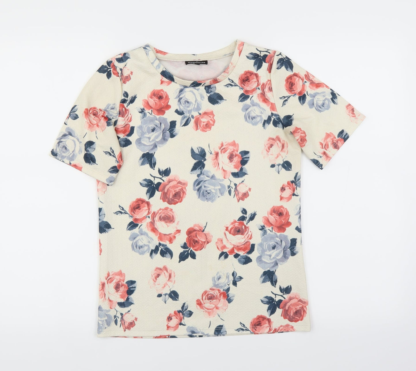 Womens UK Size 6 Warehouse Ivory Basic T-Shirt