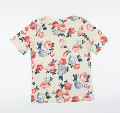 Womens UK Size 6 Warehouse Ivory Basic T-Shirt