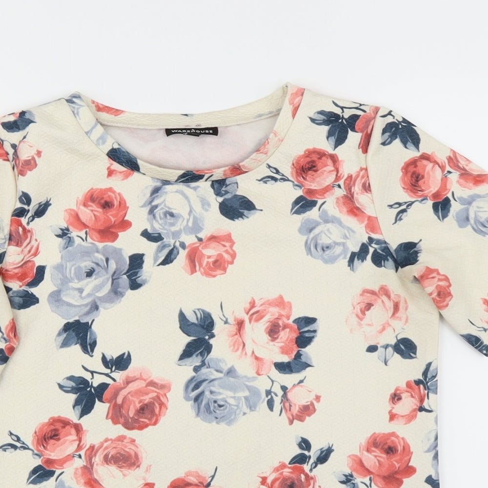 Womens UK Size 6 Warehouse Ivory Basic T-Shirt