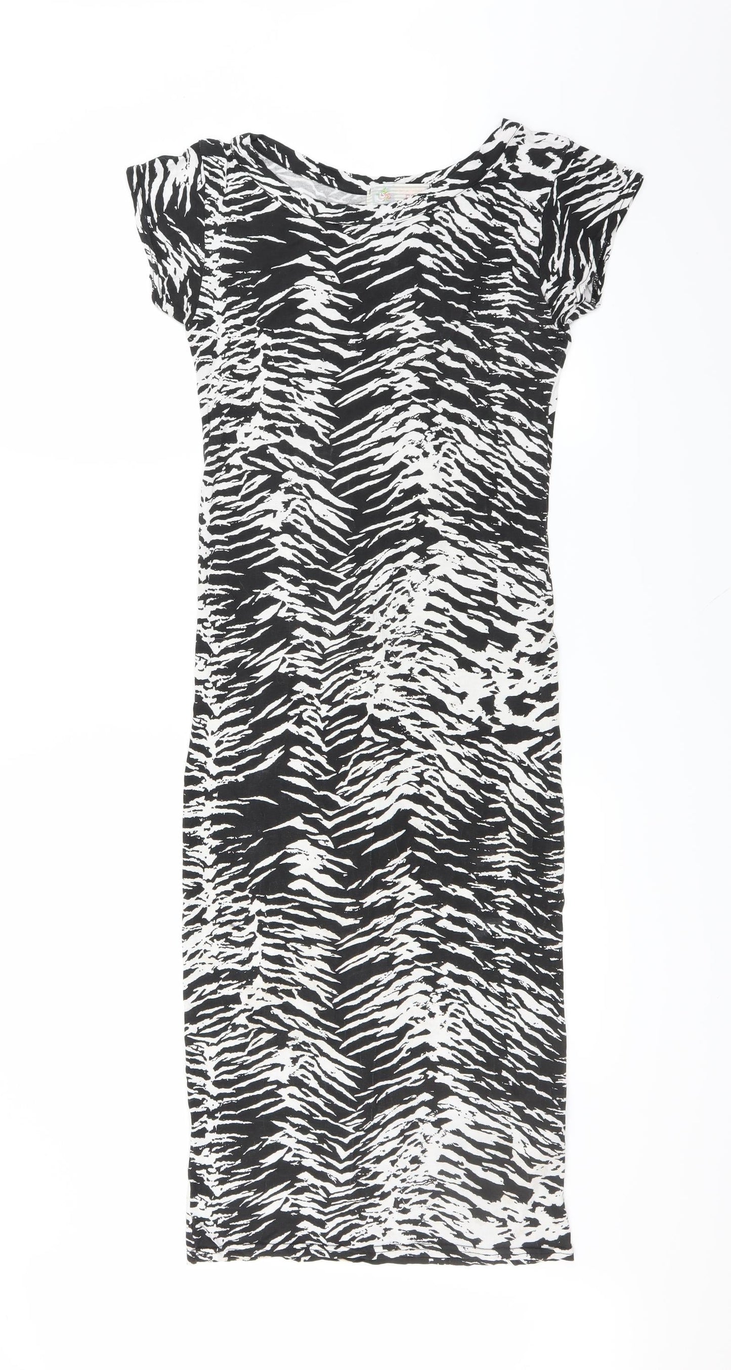CAMEO ROSE Womens Black Animal Print  T-Shirt Dress  Size M