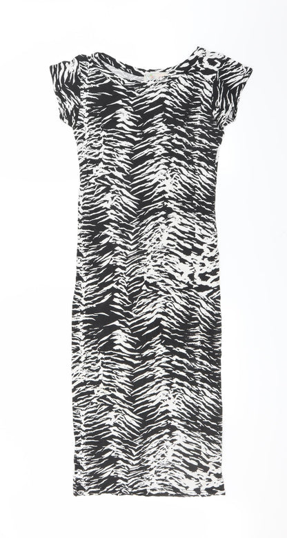 CAMEO ROSE Womens Black Animal Print  T-Shirt Dress  Size M