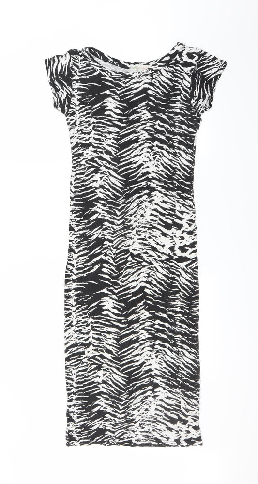 CAMEO ROSE Womens Black Animal Print  T-Shirt Dress  Size M