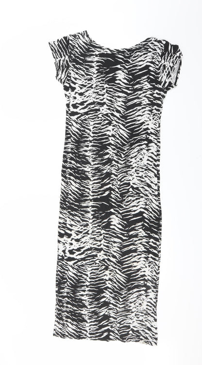 CAMEO ROSE Womens Black Animal Print  T-Shirt Dress  Size M