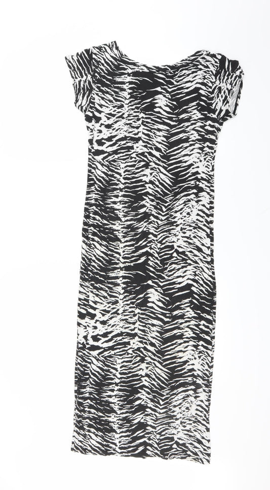 CAMEO ROSE Womens Black Animal Print  T-Shirt Dress  Size M