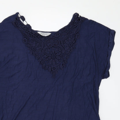 Womens UK Size 14 Classic Blue Basic T-Shirt