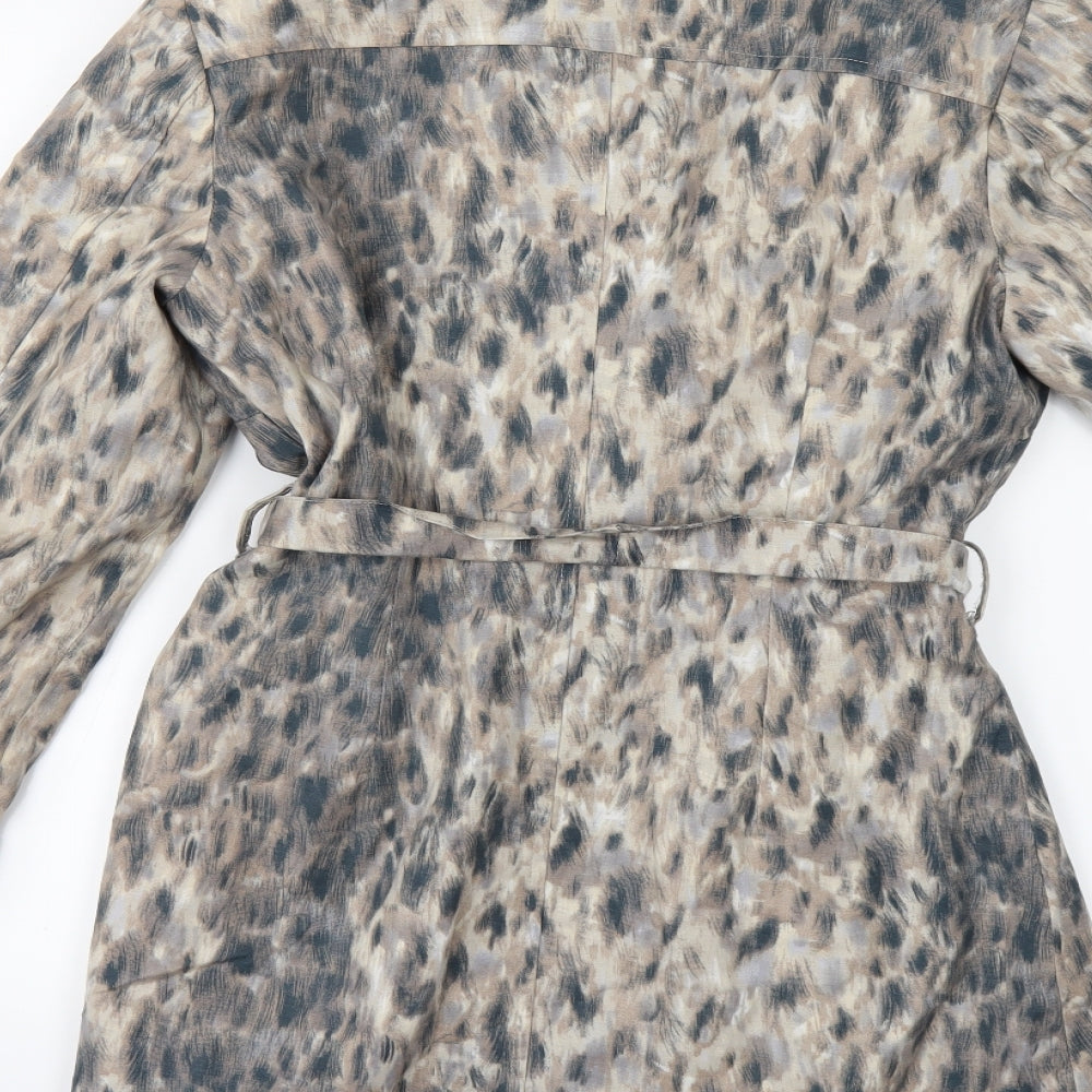 Preworn Womens Beige Animal Print  Jacket  Size 10