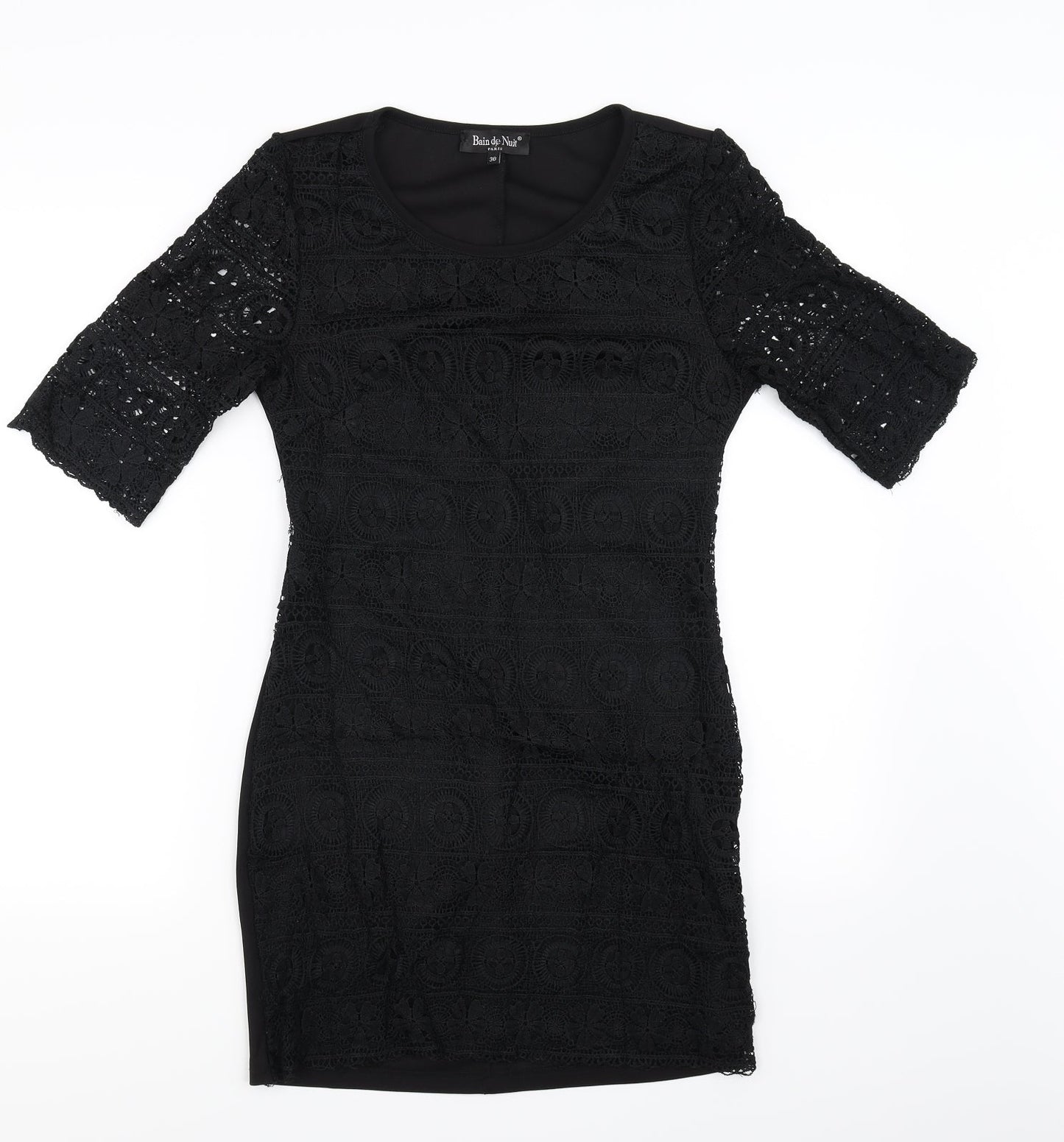 Bain De Nuit Womens Black Floral  Bodycon  Size 8