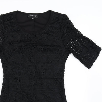 Bain De Nuit Womens Black Floral  Bodycon  Size 8