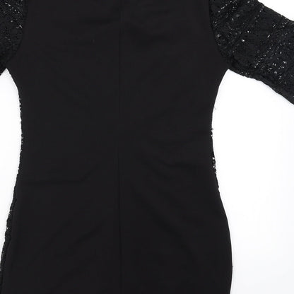 Bain De Nuit Womens Black Floral  Bodycon  Size 8