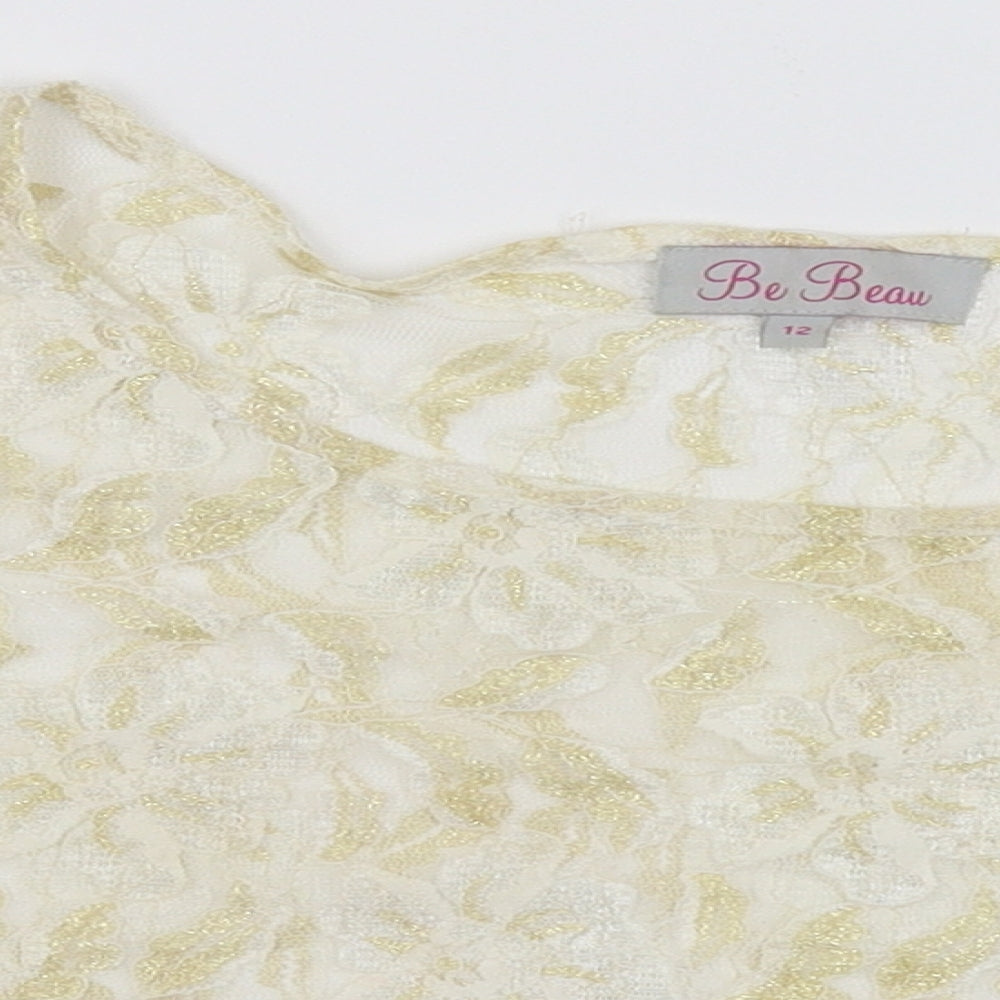 Womens UK Size 12 Be Beau White Basic Blouse