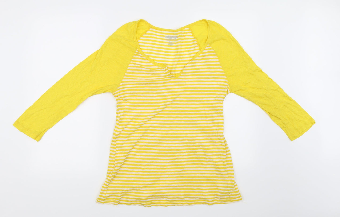 Womens UK Size L Vintage Yellow Basic T-Shirt