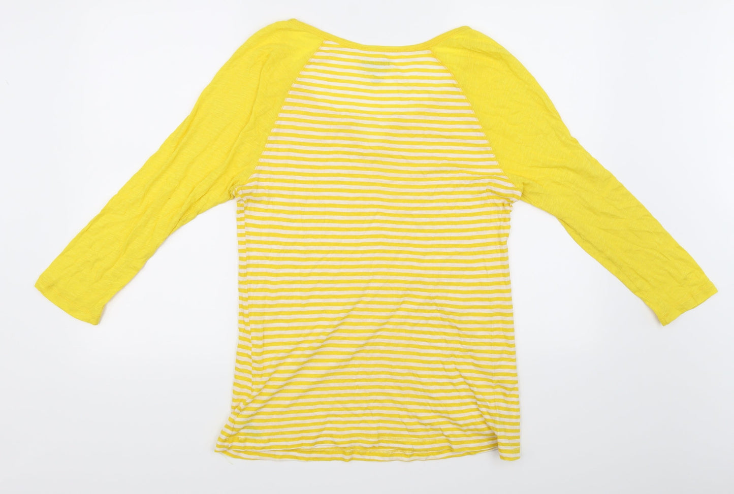 Womens UK Size L Vintage Yellow Basic T-Shirt