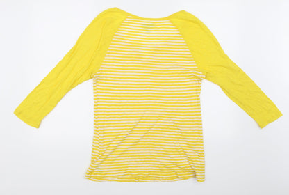 Womens UK Size L Vintage Yellow Basic T-Shirt