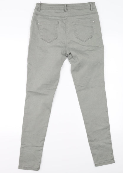 M&Co Womens Beige Floral  Straight Jeans Size 10 L28 in