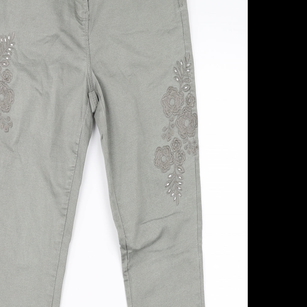 M&Co Womens Beige Floral  Straight Jeans Size 10 L28 in