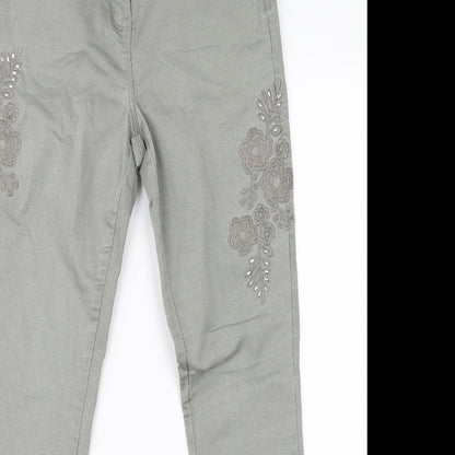 M&Co Womens Beige Floral  Straight Jeans Size 10 L28 in