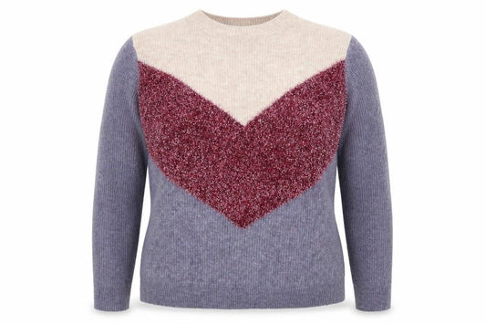 Matalan Womens Purple Geometric  Pullover Jumper Size L  - Colour Block
