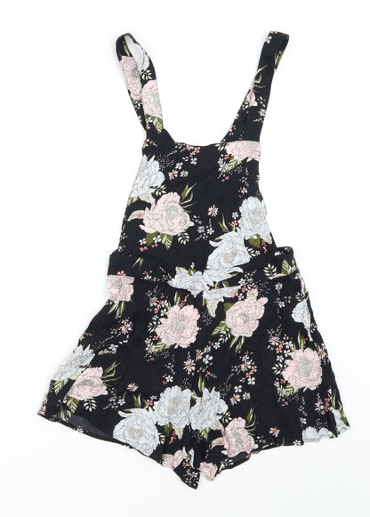 H&M Womens Black Floral  Romper One-Piece Size 10