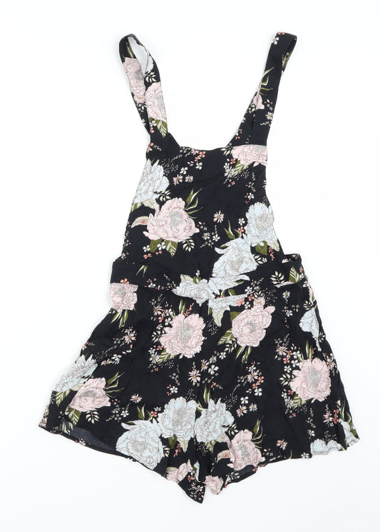 H&M Womens Black Floral  Romper One-Piece Size 10