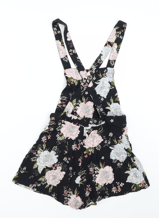 H&M Womens Black Floral  Romper One-Piece Size 10