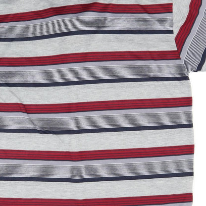 Ou Jian Mens Grey Striped   Polo Size M