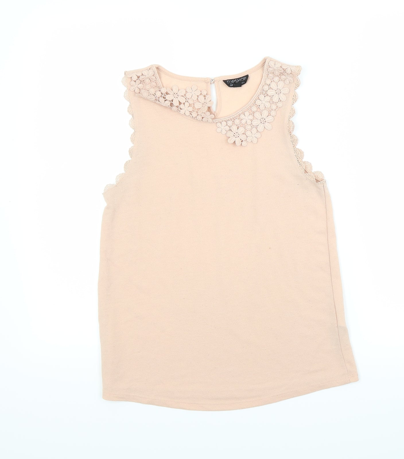 Womens UK Size 8 Topshop Beige Basic Blouse