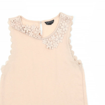 Womens UK Size 8 Topshop Beige Basic Blouse