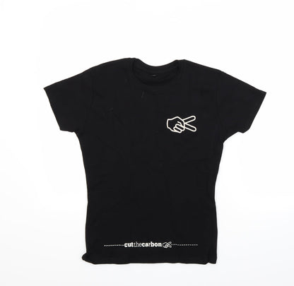 Womens UK Size M Preworn Black Basic T-Shirt