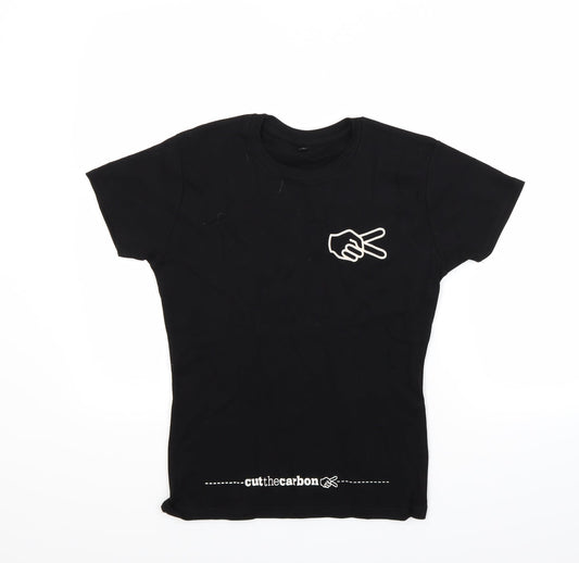 Womens UK Size M Preworn Black Basic T-Shirt