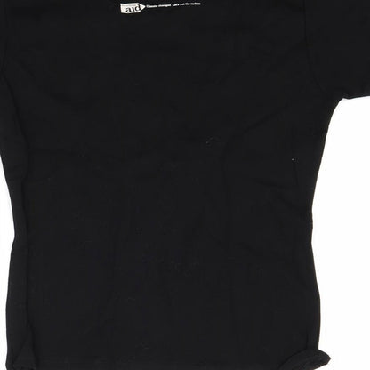 Womens UK Size M Preworn Black Basic T-Shirt