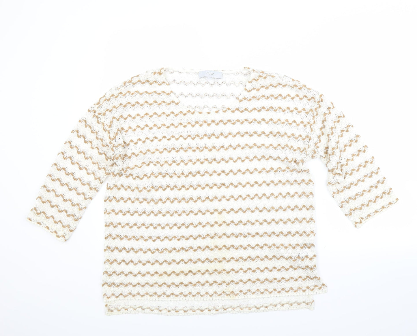 NEXT Womens Beige Striped  Pullover Jumper Size 14
