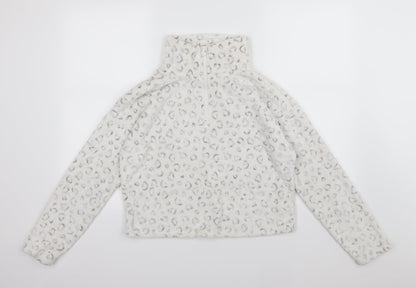 New Look Womens White Animal Print Fleece Pullover Sweatshirt Size S