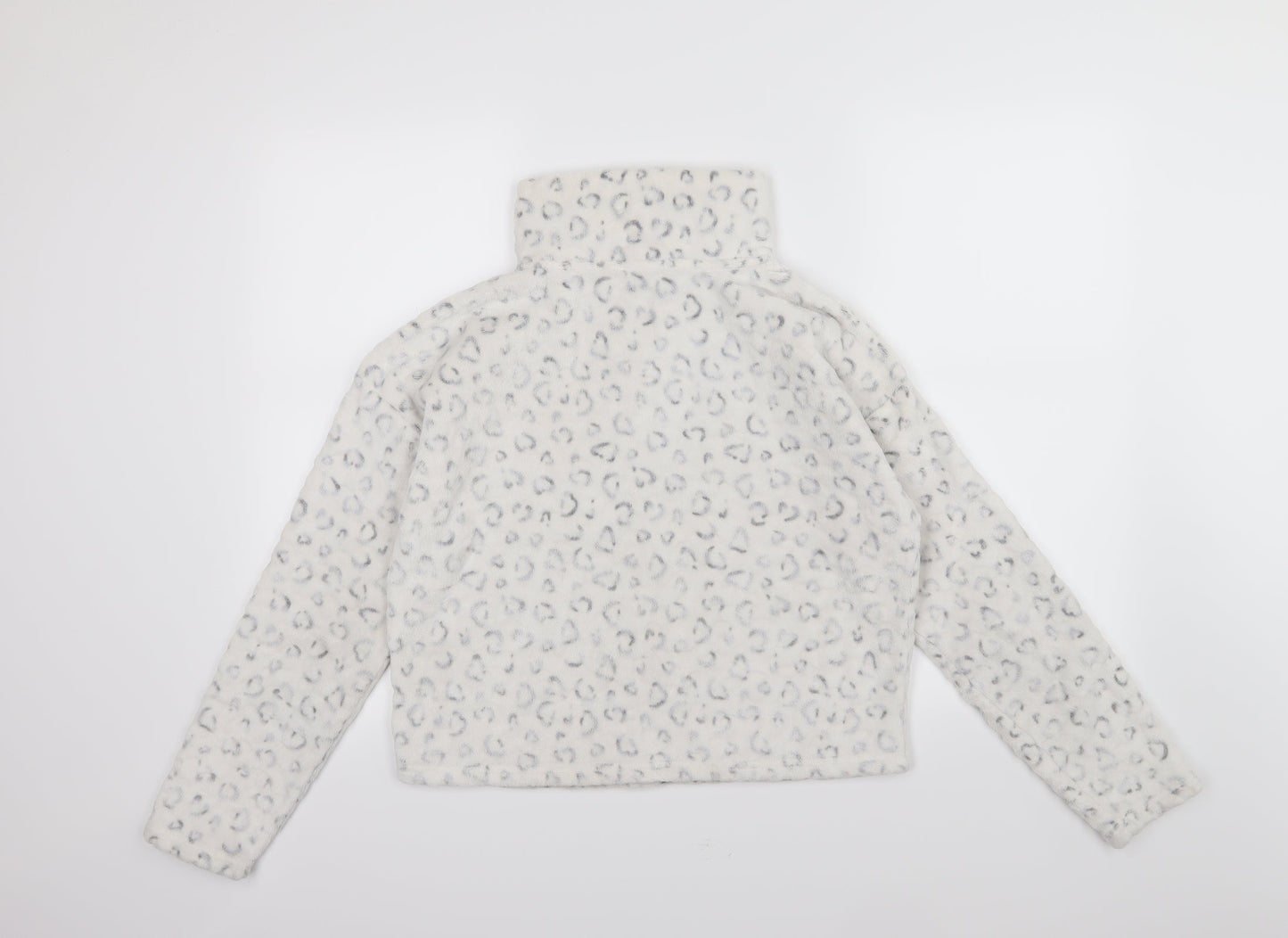 New Look Womens White Animal Print Fleece Pullover Sweatshirt Size S