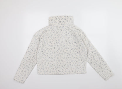 New Look Womens White Animal Print Fleece Pullover Sweatshirt Size S
