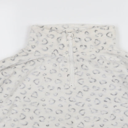 New Look Womens White Animal Print Fleece Pullover Sweatshirt Size S
