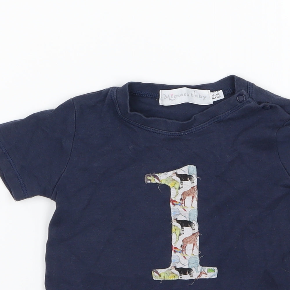 Mimosa Girls Blue  Jersey Basic T-Shirt Size 12-18 Months  - 1 animals