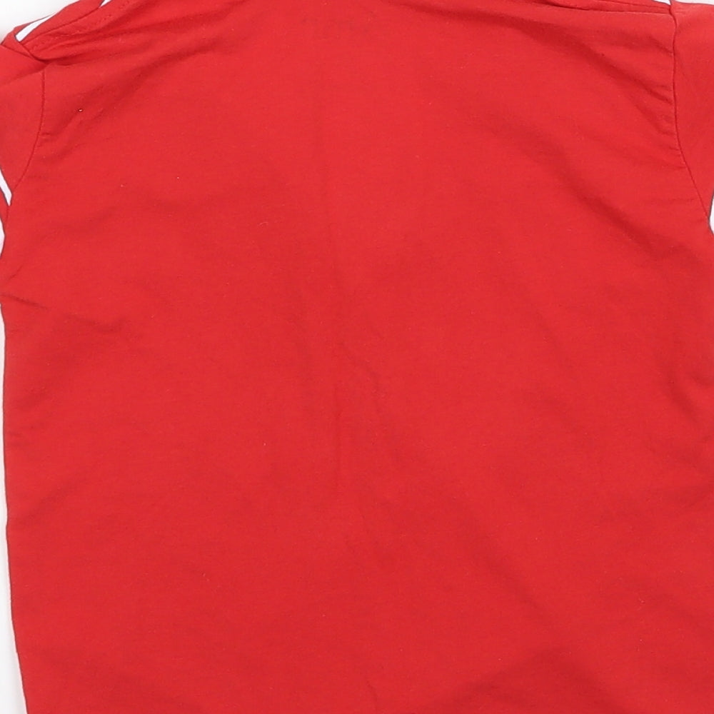 Amr Boys Red Striped Jersey Basic Polo Size S