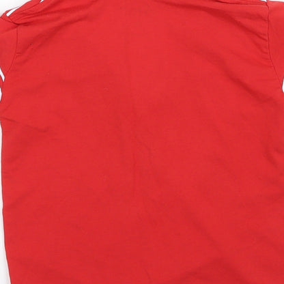 Amr Boys Red Striped Jersey Basic Polo Size S