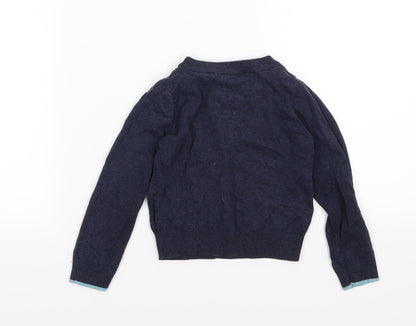 Gao Girls Blue  Knit Pullover Jumper Size 3 Years  - Owl