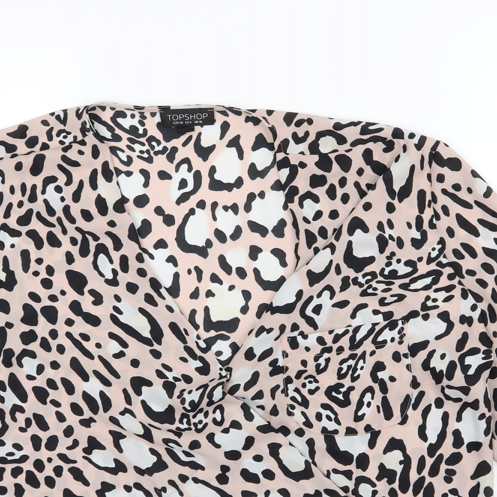 Womens UK Size 10 Topshop Pink Basic Blouse