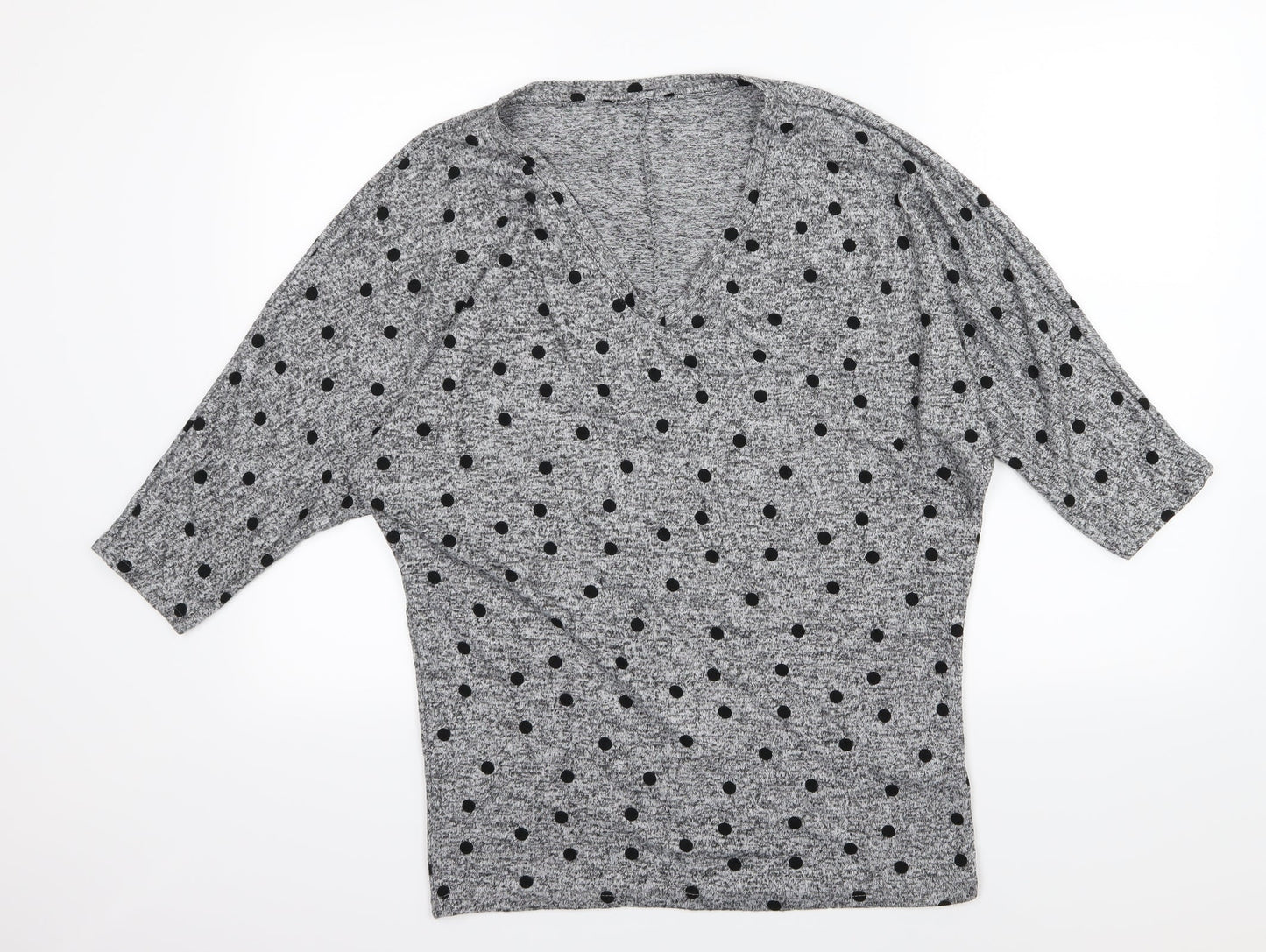 Dorothy Perkins Womens Grey Polka Dot Jersey Pullover Jumper Size 14