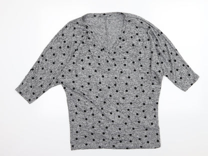 Dorothy Perkins Womens Grey Polka Dot Jersey Pullover Jumper Size 14