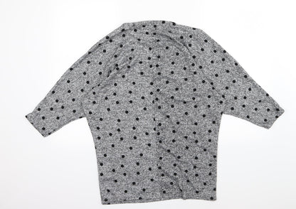 Dorothy Perkins Womens Grey Polka Dot Jersey Pullover Jumper Size 14