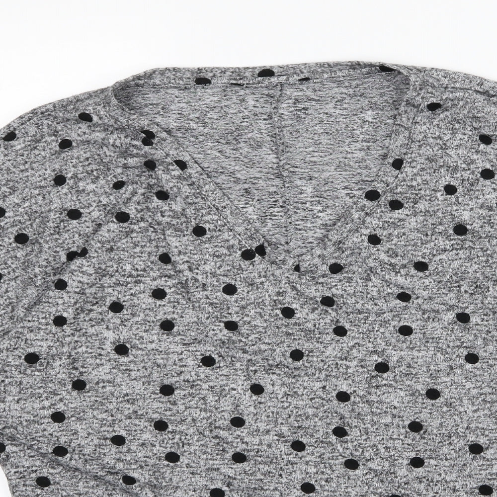 Dorothy Perkins Womens Grey Polka Dot Jersey Pullover Jumper Size 14